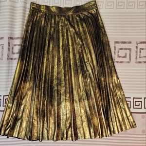 ZARA Distressed Metallic Midi Skirt, Size M